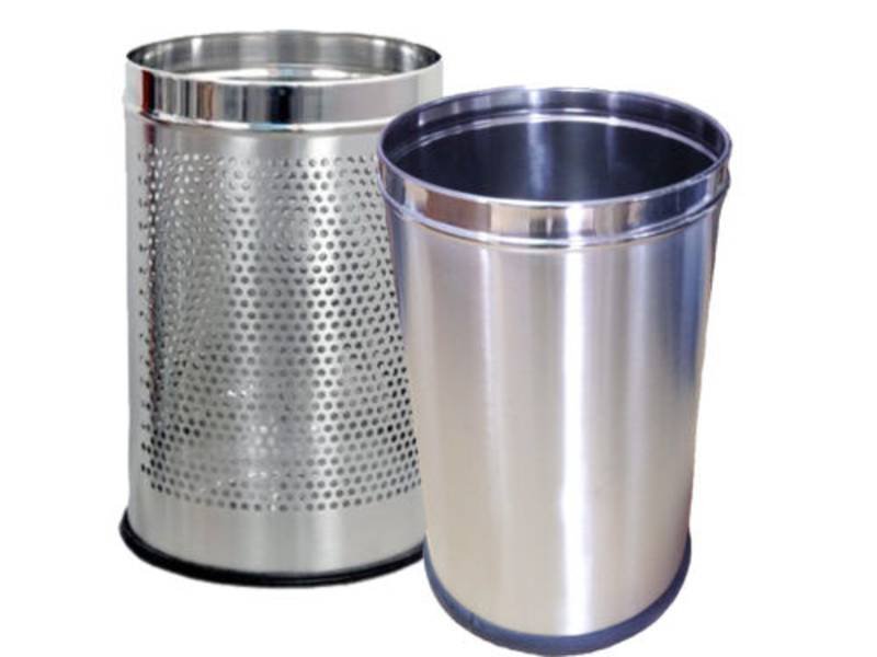 Stainless Steel office bin perforated and plain set of 2 Open Dustbin/ Waste Bin/ Garbage Bin