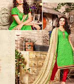 Light green chanderi printed chudidar dress unstitched salwar with dupatta
