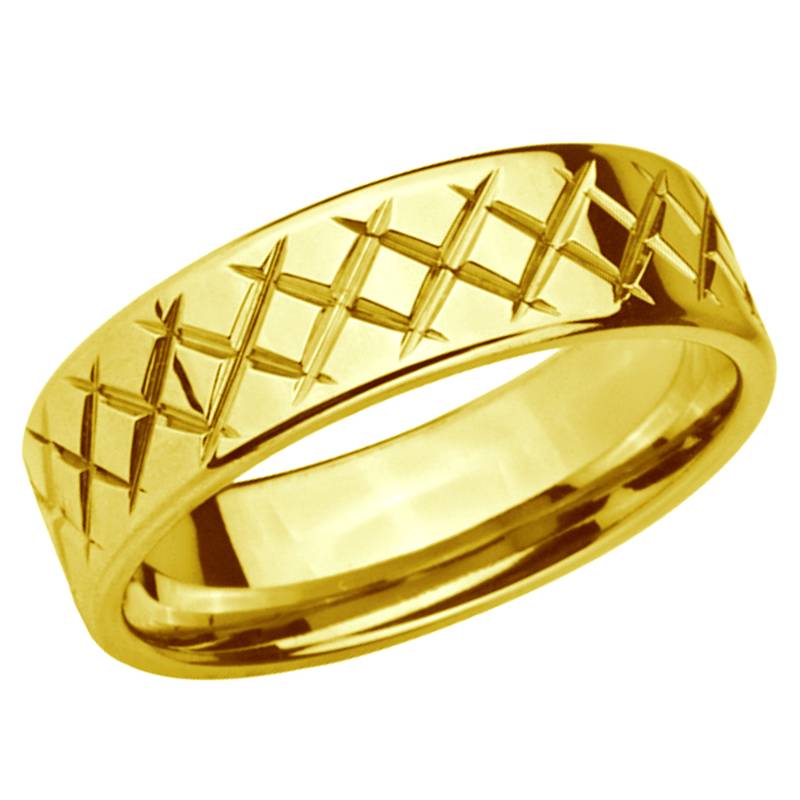 Stainless Steel Golden Criss Cross Ring for Men