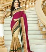 Karishma Kapoor Heavy Pink & Cream Net Designer Saree