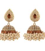 Drop Basara Pearl Jumka - Golden Brown