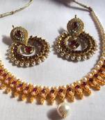 Maroon Polki Necklace Set