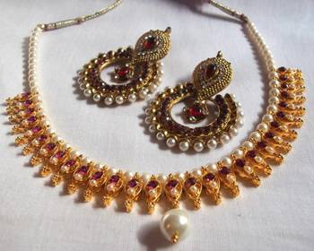 Maroon Polki Necklace Set 2