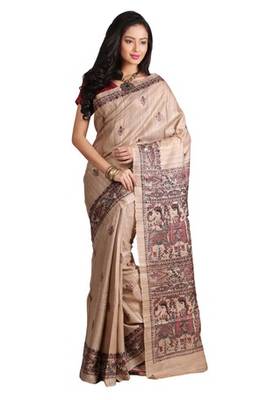 Multicolor Printed Raw Silk saree with blouse 1