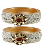 Stone Studded Acrlic Brass Bangle