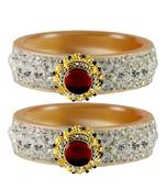 Stone Studded Acrlic Brass Bangle