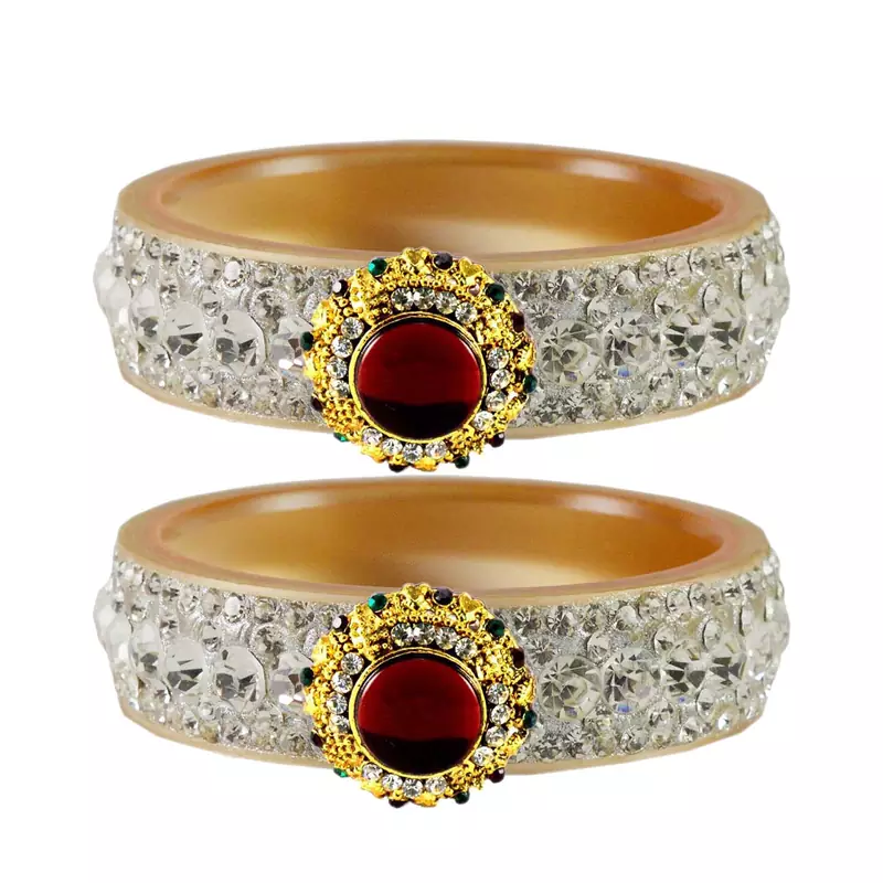 Stone Studded Acrlic Brass Bangle