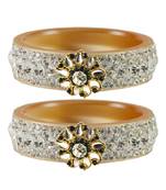 Stone Studded Acrlic Brass Bangle