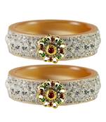 Stone Studded Acrlic Brass Bangle