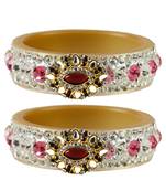 Stone Studded Acrlic Brass Bangle