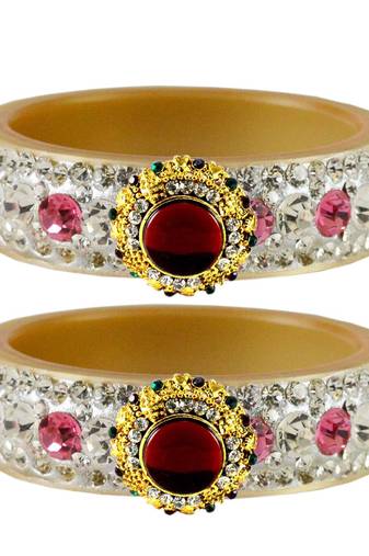 Stone Studded Acrlic Brass Bangle