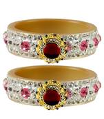 Stone Studded Acrlic Brass Bangle