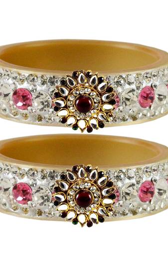 Stone Studded Acrlic Brass Bangle