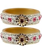 Stone Studded Acrlic Brass Bangle