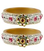 Stone Studded Acrlic Brass Bangle