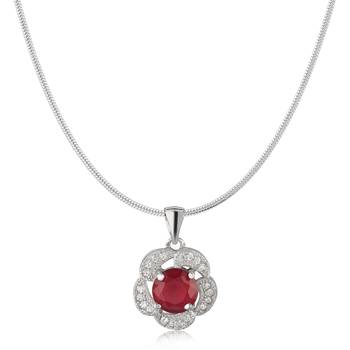 Sterling Silver Bloom Red pendant with CZ stones for Women 1