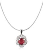 Sterling Silver Bloom Red pendant with CZ stones for Women