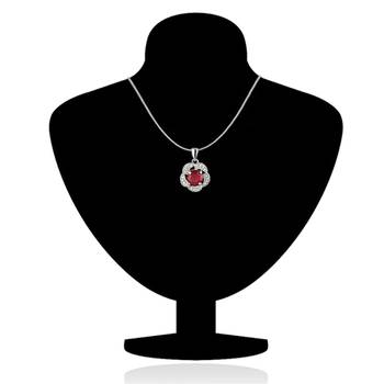 Sterling Silver Bloom Red pendant with CZ stones for Women 2