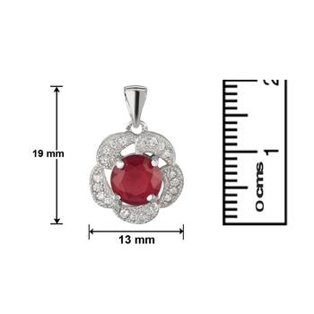 Sterling Silver Bloom Red pendant with CZ stones for Women 3
