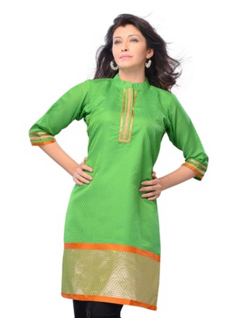 Kurti Designs Snapdeal Ladies Kurti Green Silk Cotton Printed