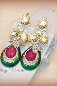 Dazzling cut kundan and a.d. earring