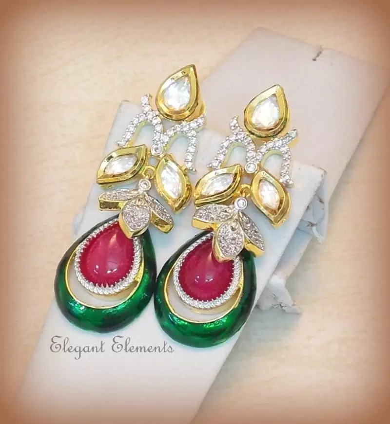 Dazzling cut kundan and a.d. earring