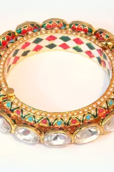 ETHNIC JADAU NAVRATTAN OPENABLE BANGLE