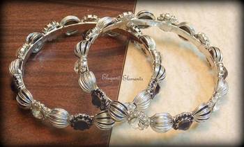 2.6,Bollywood style designer zircon stud silver plated bangles(set of 2) 1