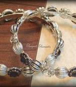 2.6,Bollywood style designer zircon stud silver plated bangles(set of 2)