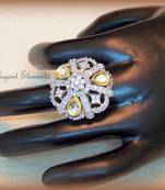 Fusion art, kundan and AD stud adjustable ring