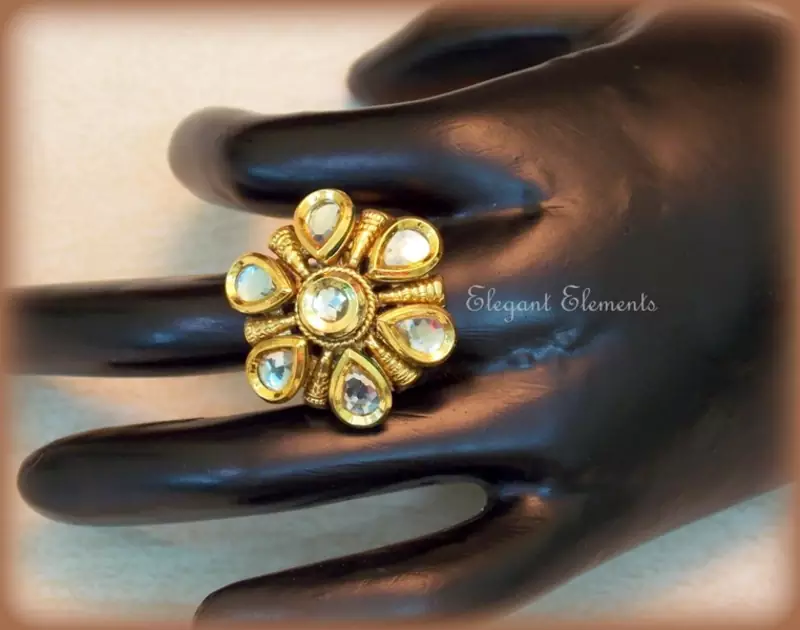 Hot sale!!!!! kundan cocktail ring, adjustable