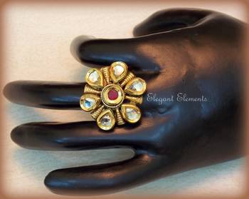 Hot sale!!!!! kundan cocktail ring, adjustable 1