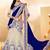 Cream and Navy Blue Embroidered Net,Silk Designer Lehngha Choli with blouse