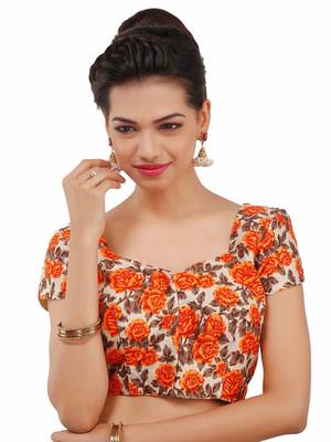 Orange Bhagalpuri Silk Stitched Blouse 1