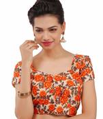 Orange Bhagalpuri Silk Stitched Blouse