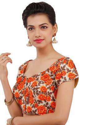 Orange Bhagalpuri Silk Stitched Blouse 3