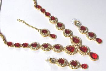 Red Tilak stone Necklace set 1