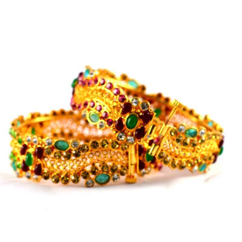 polki moti stone bangles with skrew system and openable size-2.8