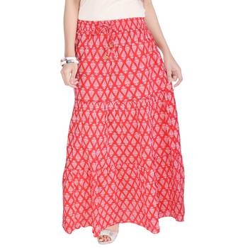 Red Jaipuri Printed Cotton Long Skirt 1