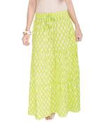 Light Green Jaipuri Printed Cotton Long Skirt