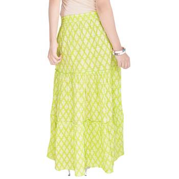 Light Green Jaipuri Printed Cotton Long Skirt 2