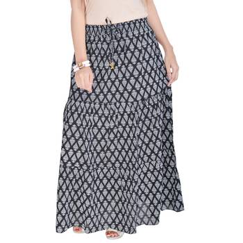 Black Jaipuri Printed Cotton Long Skirt 1