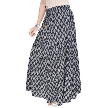 Black Jaipuri Printed Cotton Long Skirt 2