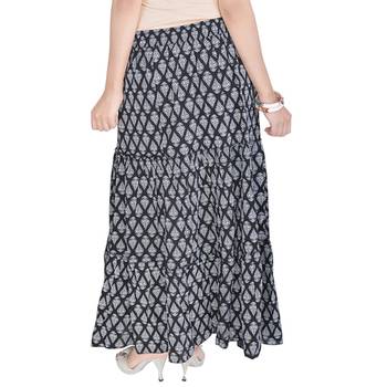 Black Jaipuri Printed Cotton Long Skirt 4