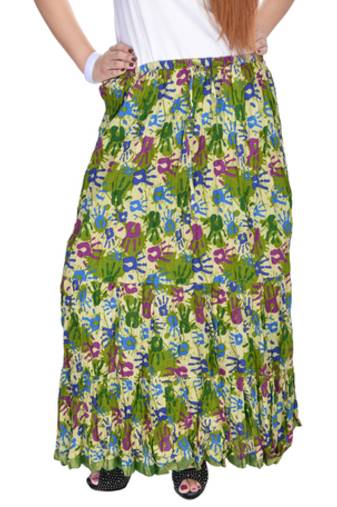Multicolor Jaipuri Printed Cotton Long Skirt