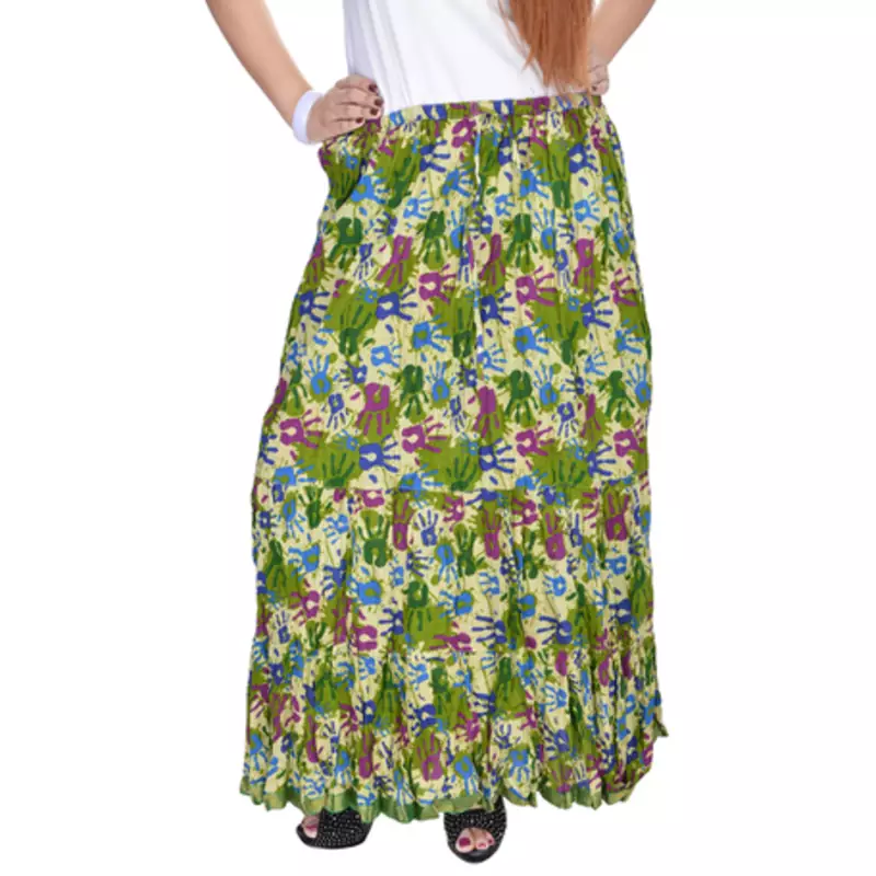 Multicolor Jaipuri Printed Cotton Long Skirt
