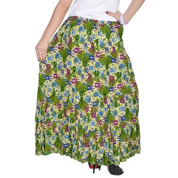 Multicolor Jaipuri Printed Cotton Long Skirt 2