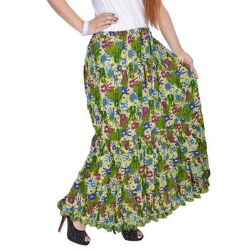Multicolor Jaipuri Printed Cotton Long Skirt 4
