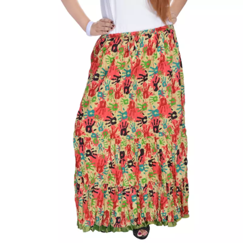 Multicolor Jaipuri Printed Cotton Long Skirt
