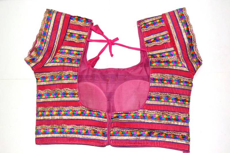 pink hand embroidered exclusive multicolour blouses stitched cotton blouse